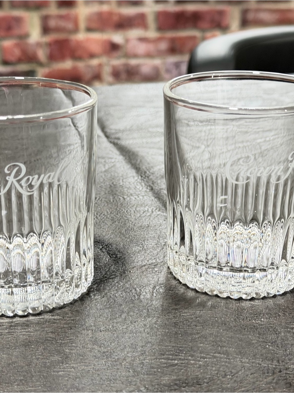 Crown Royal ribbed tumblers.  Clear Glass Tumbler - Set of 2